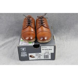 Stacy Adams Dickinson Shoes Boys Size 8 Brown Cognac Oxford Dress Lace Up